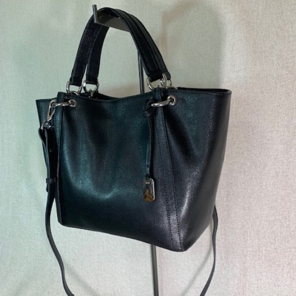 NEW FURLA Zaffiro Black Saffiano Leather Convertible Tote Bag - AUTHENTIC FURLA - Picture 9 of 16